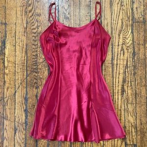 victorias secret red silk slip dress